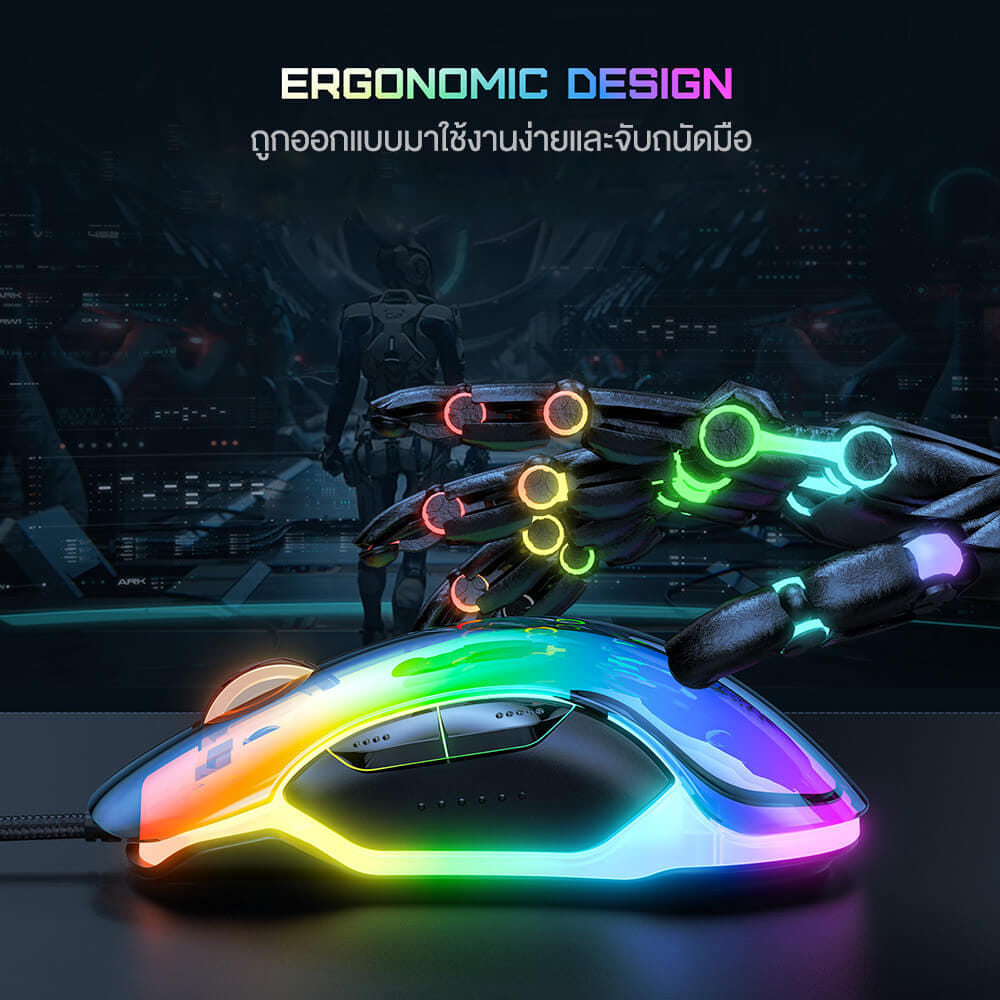 เมาส์เกมมิ่ง ONIKUMA CW925 RGB BACKLIT WIRED GAMING MOUSE - สีดำ_7